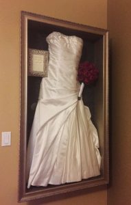 Framed Wedding Dress With Invitation And Bouquet Recessed