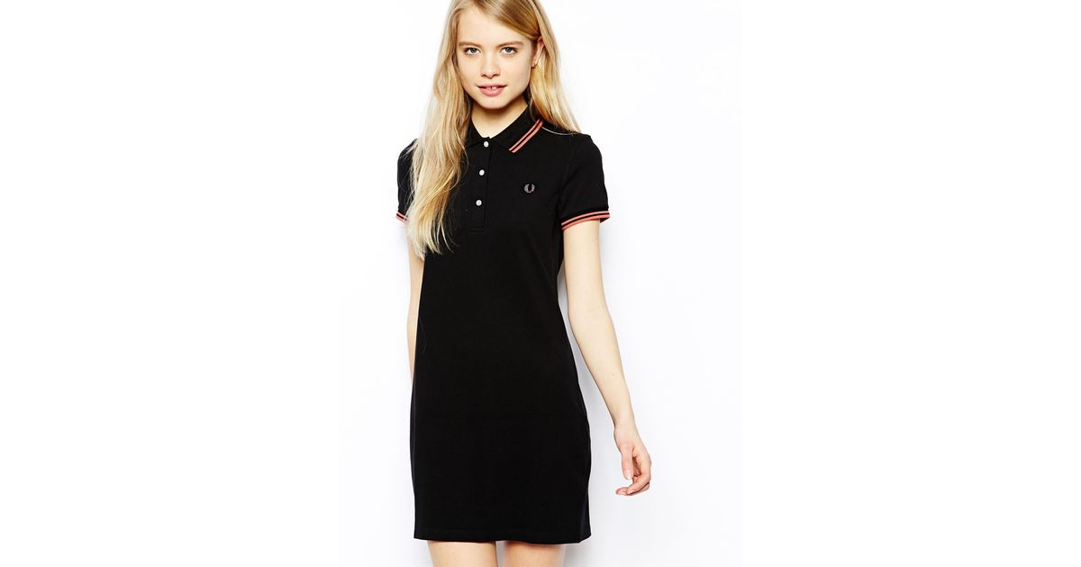 Fred Perry Polo Dress In Black  Lyst