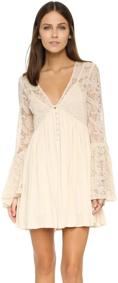 Free People With Love From India Dress  Rosa Kleid Lang