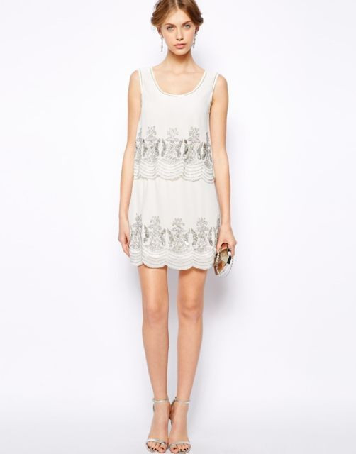 Frock And Frill Double Tiered Mini Dress With Sequin
