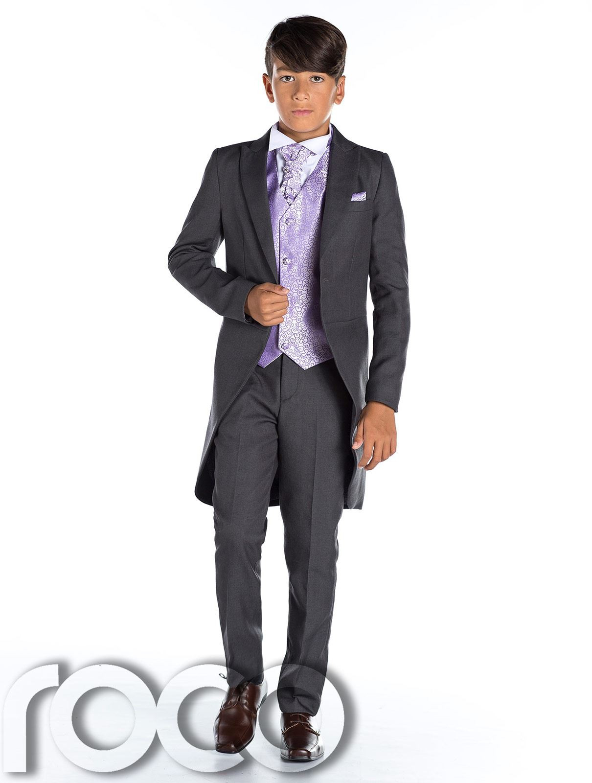 Grau Frack Anzug Jungen Hochzeit Outfits Promanzug