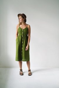 Green Dress  Linen Dress  Summer Dress  Slip Linen