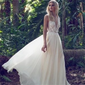Großes Angebot Eine Linie Strand Hochzeit Kleid 2019 V
