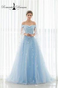 Großhandel Romantische Kleider Blaue Brautkleider Lange