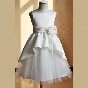 Großhandel Weiß Elfenbein Tüll Blumenmädchen Kleid Für