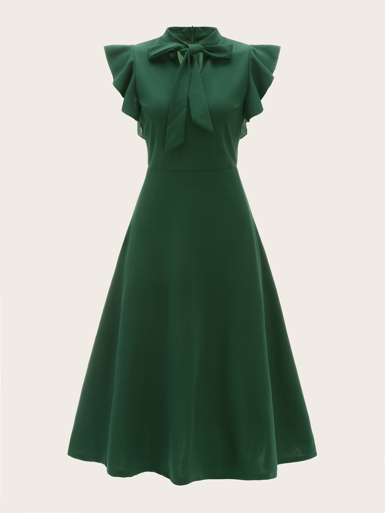 Grün Rüschen Einfarbig Vintage Kleider  Shein