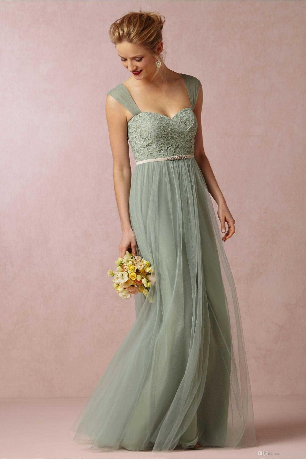 Günstige Elegante Einfache Lange Brautjungfer Kleid 2016
