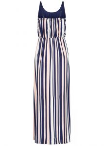 Hailys Damen Maxi Kleid Streifen Muster Taillenzug Navy