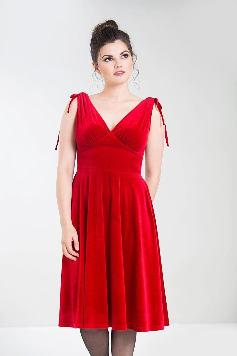 Hellbunny Melina Velvet Prom 50S Kleid Rot