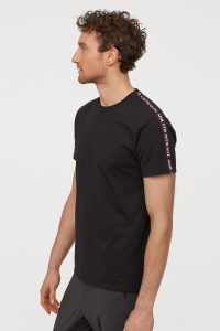 Hm Cotton Sporty Tshirt In Black For Men  Lyst