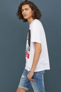 Hm Cotton Tshirt With Motif In White For Men  Lyst