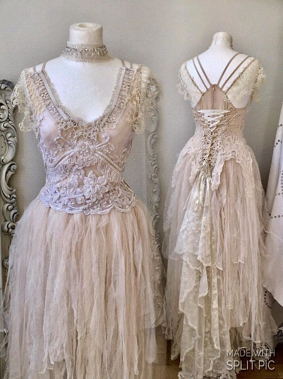 Hochzeit Kleid Vintage Inspiriert Brautkleid Fee Boho