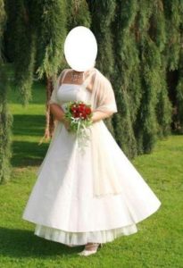 Hochzeitskleid/Ballkleid Weiß/Cremeleicht Rosé Größe 42
