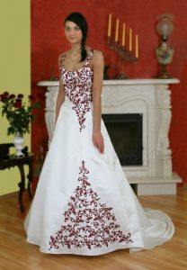 Hochzeitskleid Brautkleid Träger Stickerei Bordeaux 1A  Ebay