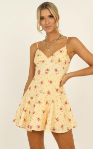 Hot Girl Summer Dress In Yellow Floral  Showpo