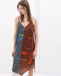 Image 1 Of Printed Dress With Asymmetric Hem From Zara