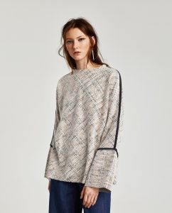 Image 2 Of Tweed Sweatshirt With Piping From Zara