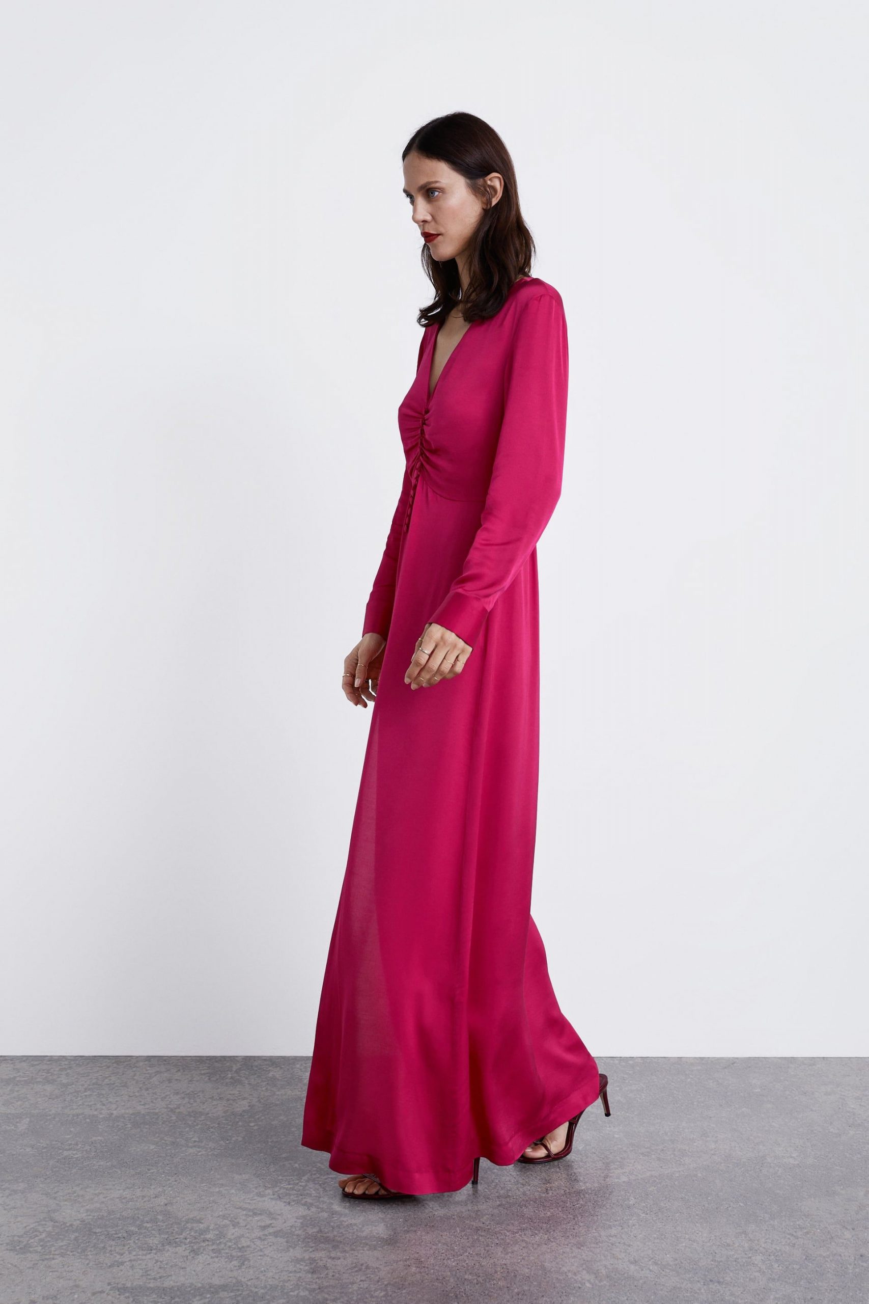 Image 3 Of Long Dress From Zara  Rotes Langes Kleid