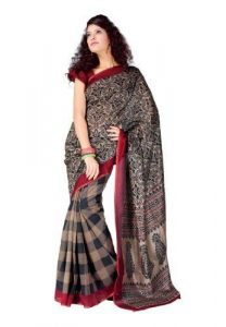 Indian Designer Wear Bhagalpuri Cotton Grey Printed Saree