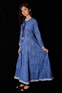 Indische Hand Block Gedruckt Langen Kleid Kleid Für Frauen