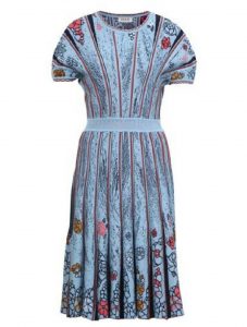 Ivko Kleid Jacquard Pattern Dress Blau Glasmalereimuster