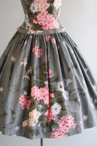 Jahrgang 1950 S Kleid / 50Er Jahre Baumwolle Kleid / Grau