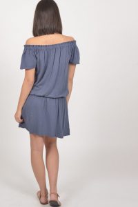 Juvia Kleid Mit Carmenausschnitt In Blau  Gruenerat