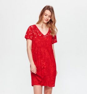 Kleid Aus Ausbrennerjersey  Rot  Damen  Kleider  Promod