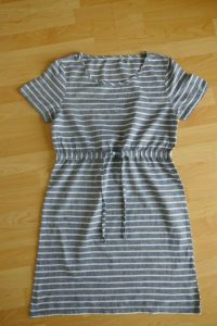 Kleid Blau Weiß Gestreift Gr 40 Tunneldurchzug Baumwolle