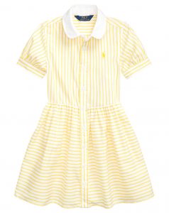 Kleid Day Stripe Mit Bubikragen In Gelb/Weiß