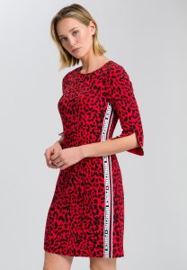 Kleid Mit Leopardendruck Mit Schriftband  Kleider