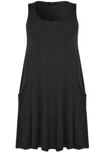 Kleid Mit Taschen  Schwarz Große Größen 44 Bis 64