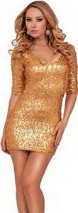 Kleid Pailletten Gold