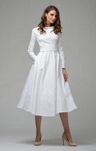 Kleid Weiß Wadenlang