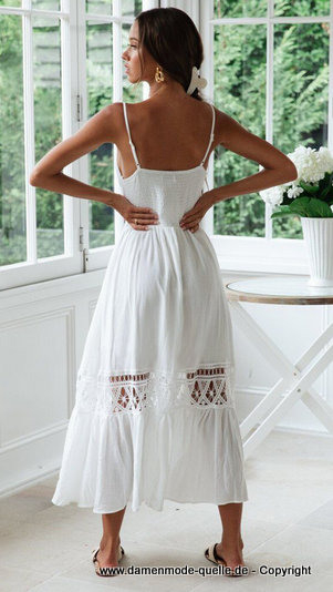 Kleider 2020  Vintage Boho Sommerkleid 2020 Weiß
