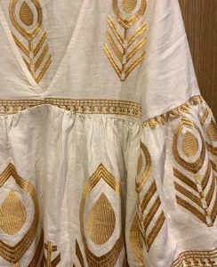 Kleider Kori Korifeather Linen Dress White/Goldm