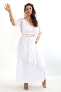 Kostüm Set Damen Griechinnen Kleid Lorbeerkranz Weißes