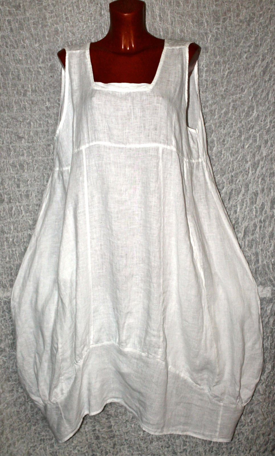 Lagenlook Sommerkleid Leinen Kleid Beulig Ballonkleid Weiß