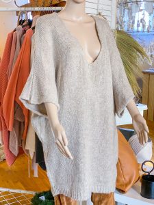Landlebenjamalto  Italy Mode Oversize Pullover  Kleid Beige
