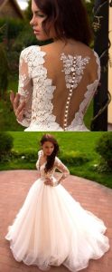 Langarm Kleider Lange Weiße Brautkleider Mit Applikation