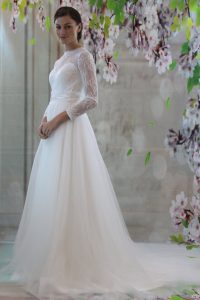 Lange Ärmel Spitze Hochzeit Kleid Weiße Spitze Brautkleid
