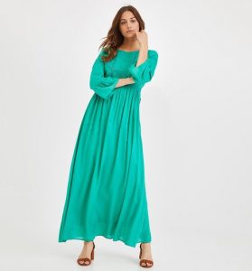 Langes Besticktes Kleid  Grün  Damen  Kleider  Promod
