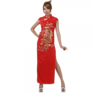 Langes Chinesisches Qipao Pailletten Kleid  Princess Of