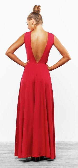 Langes Rotes Kleid Elegant Kleid Boden Hochzeit Maxikleid