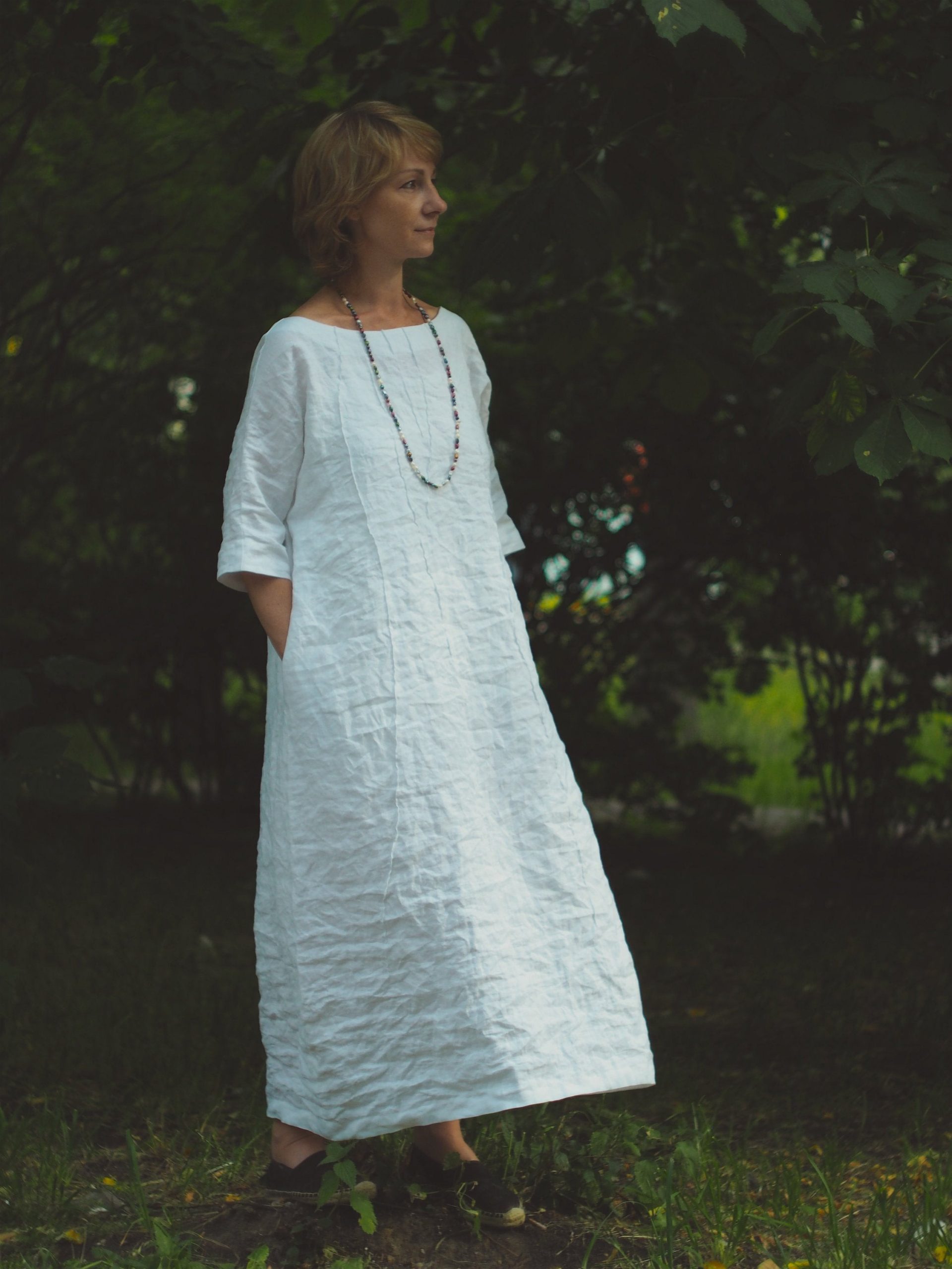 Leinen Boho Kleid Englisch Weißes Kleid