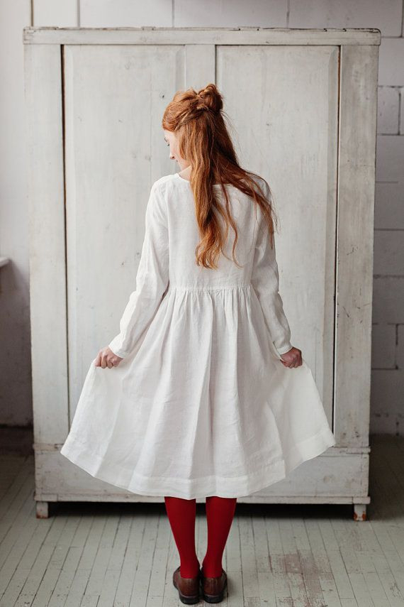 Leinenkleid Brautkleid Leinen Kleidung Weißes Kleid