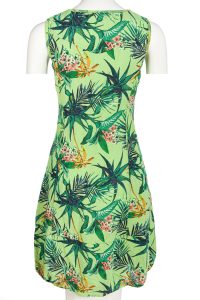 Leinenkleid Damen Tropicaldesign Sommer Knielang Lindgrün 40