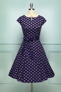 Lila Polka Dots Vintage Alinie Swing Kleid Mit Ärmeln