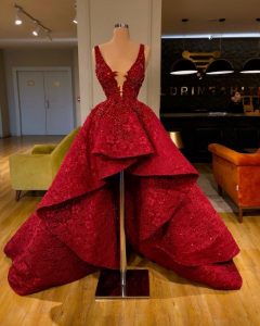 Luxus Cocktailkleider Rot Spitze  Abendkleider Kurz Vorne