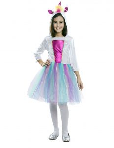Mädchenkostüme Kinder Kostüm Regenbogen Einhorn Kleid Gr